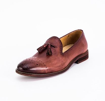 صيف البني الرجال الجلد Loafers الأحذية انزلاق على بروج Tassel Loafers