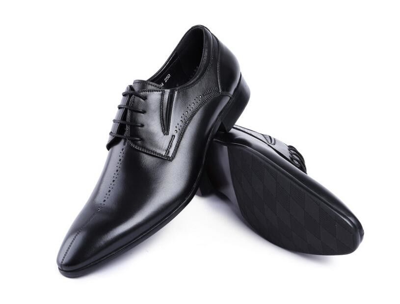 العلامة التجارية Wingtip أكسفورد فاخرة الرجال حذاء الفستان الجلدي ، حذاء الجلد الحقيقي المنحوت